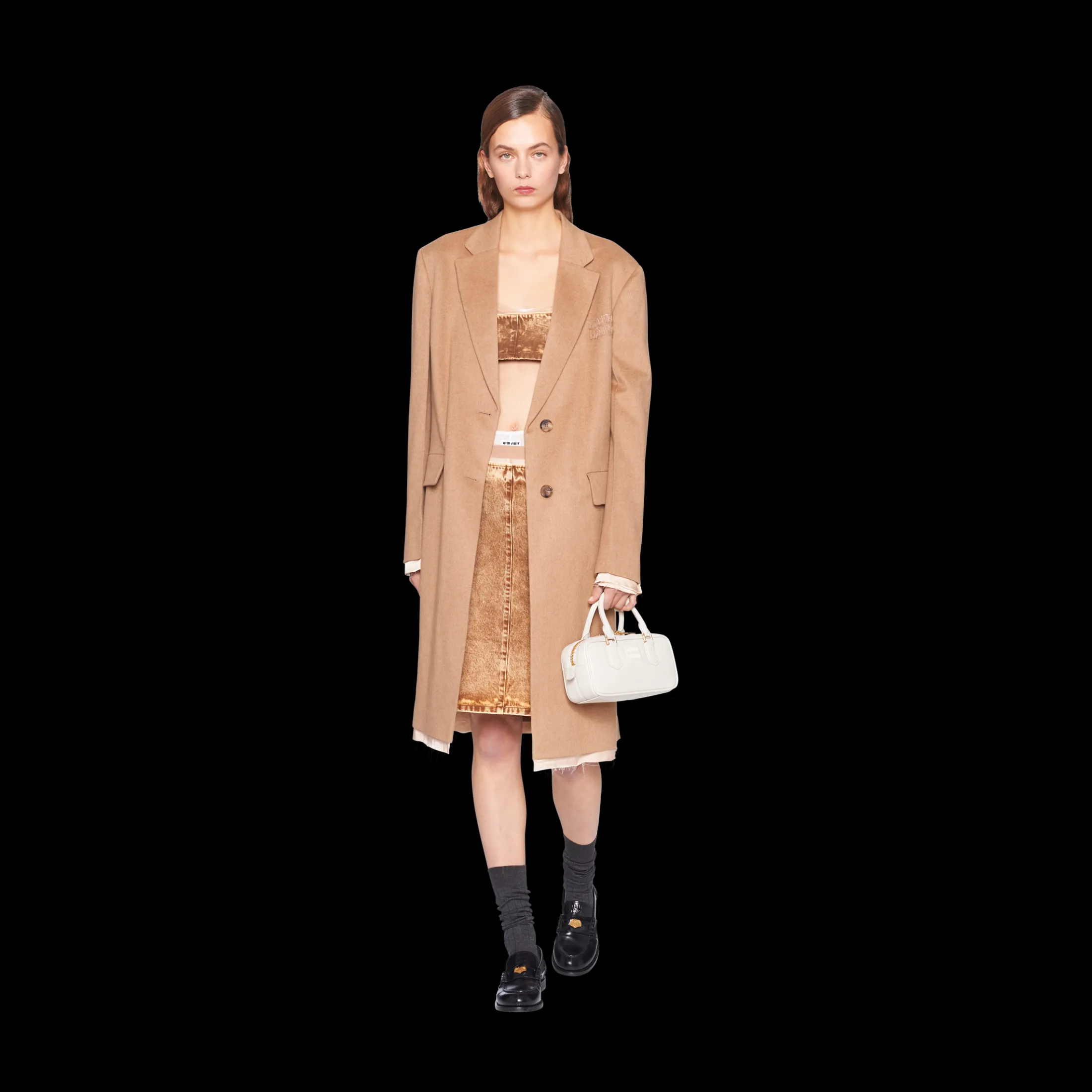 Chalk White Arcadie Leather Bag | Miu Miu