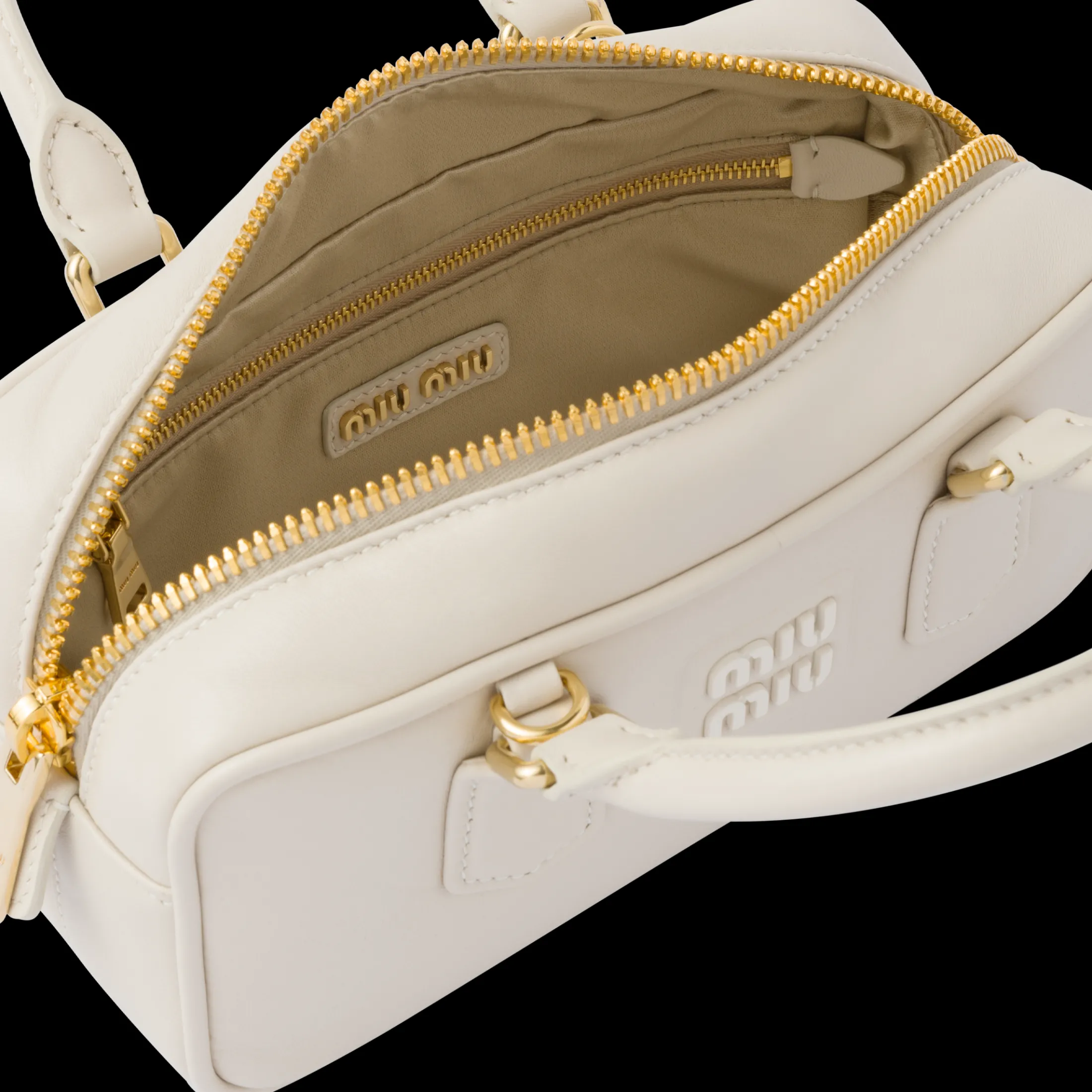 Chalk White Arcadie Leather Bag | Miu Miu