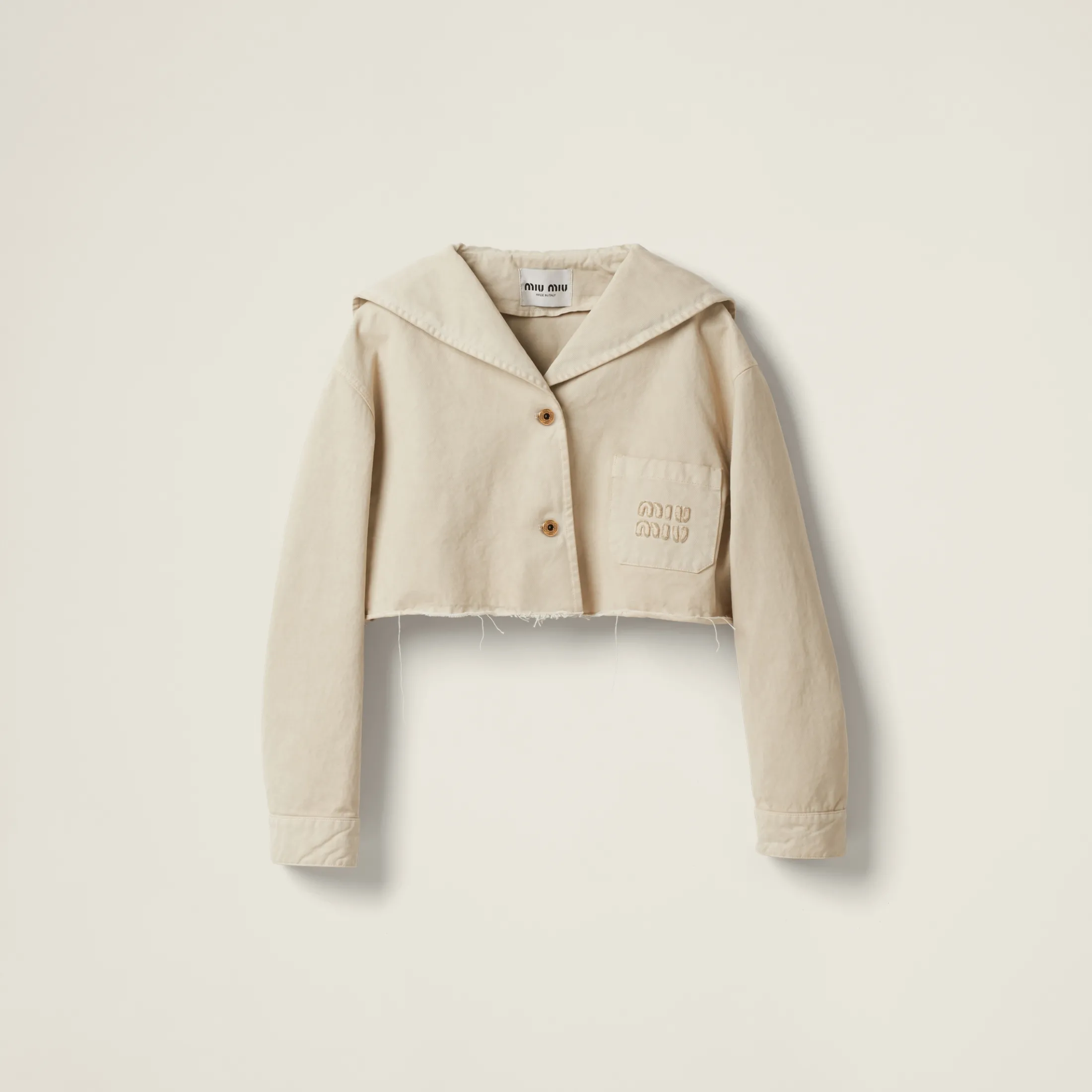Chalk White Gabardine Blouson Jacket | Miu Miu