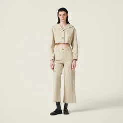 Chalk White Gabardine Blouson Jacket | Miu Miu