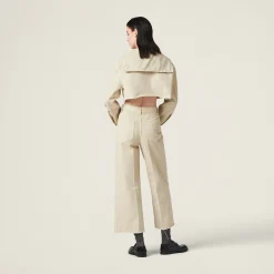 Chalk White Gabardine Blouson Jacket | Miu Miu