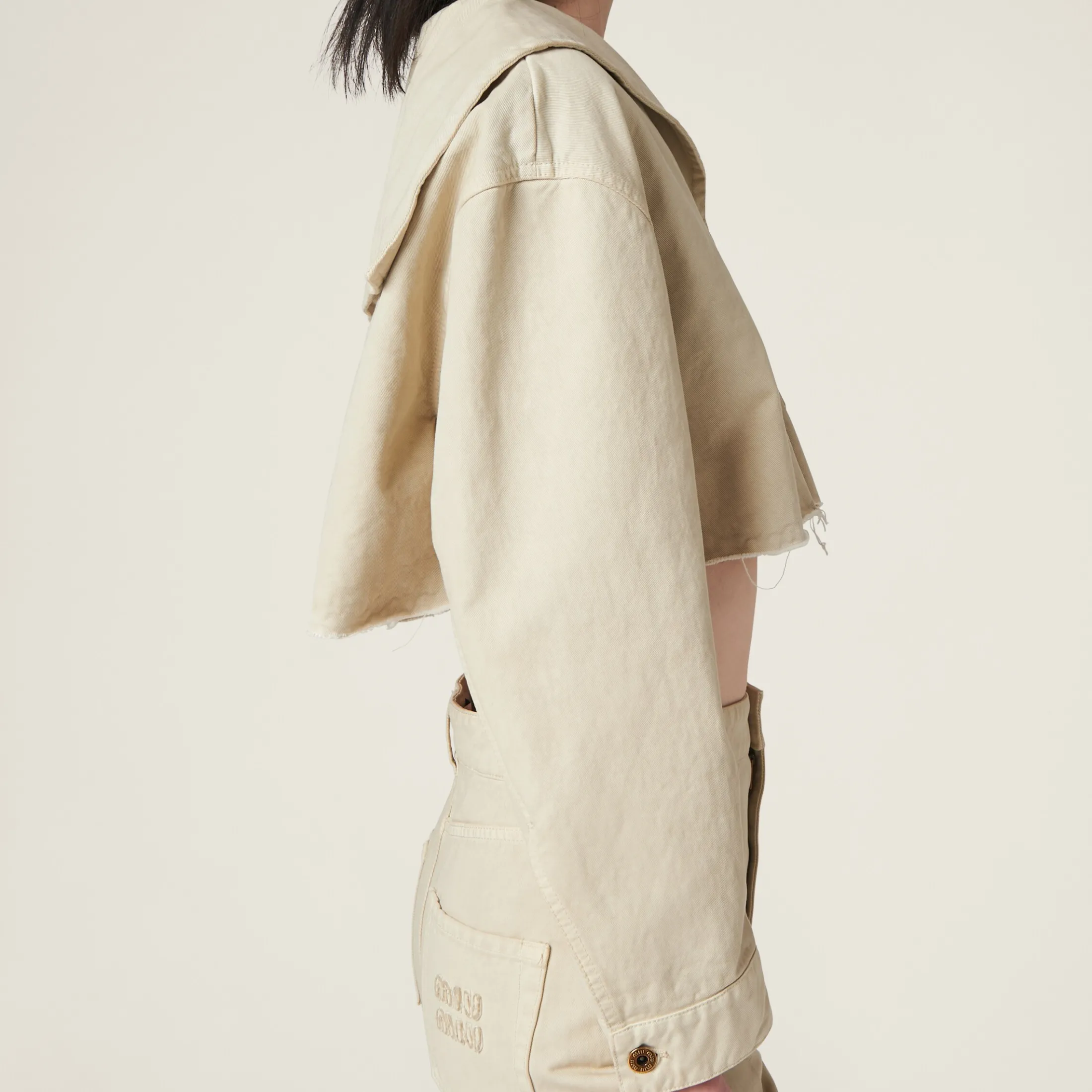 Chalk White Gabardine Blouson Jacket | Miu Miu