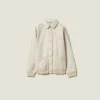 Chalk White Garment-dyed Cotton Fleece Blouson Jacket | Miu Miu