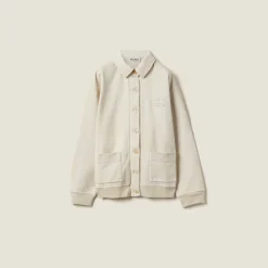 Chalk White Garment-dyed Cotton Fleece Blouson Jacket | Miu Miu