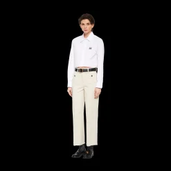 Chalk White Garment-dyed Drill Pants | Miu Miu