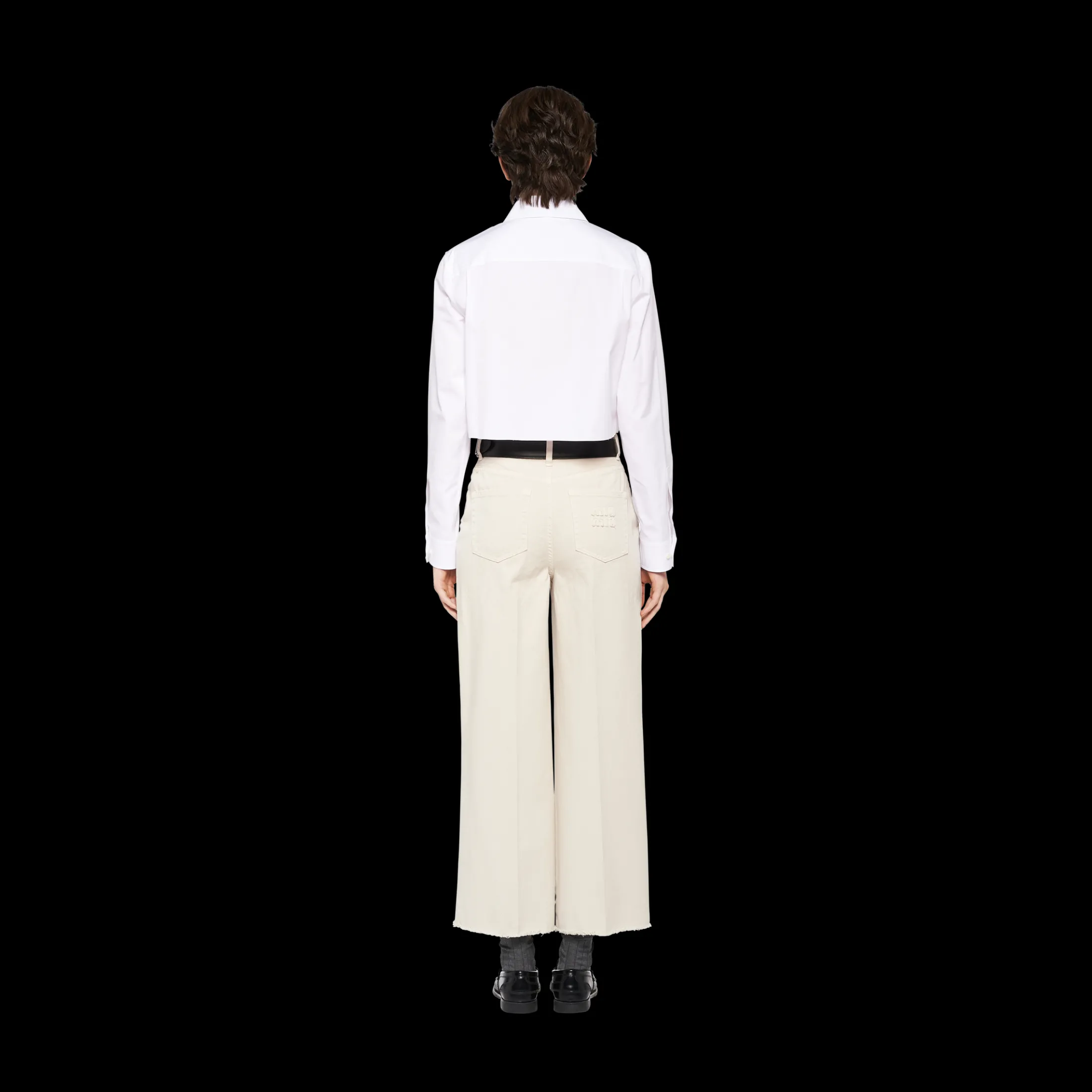 Chalk White Garment-dyed Drill Pants | Miu Miu