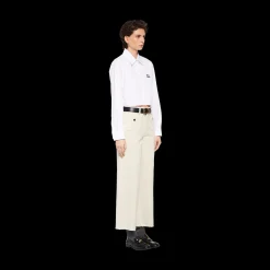 Chalk White Garment-dyed Drill Pants | Miu Miu