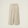 Chalk White Garment-dyed Gabardine Pants | Miu Miu