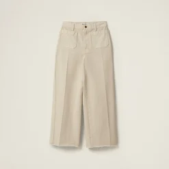 Chalk White Garment-dyed Gabardine Pants | Miu Miu