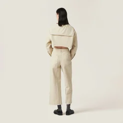Chalk White Garment-dyed Gabardine Pants | Miu Miu