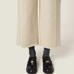 Chalk White Garment-dyed Gabardine Pants | Miu Miu