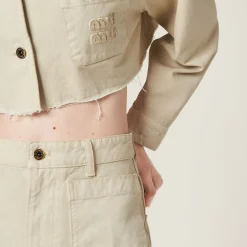Chalk White Garment-dyed Gabardine Pants | Miu Miu