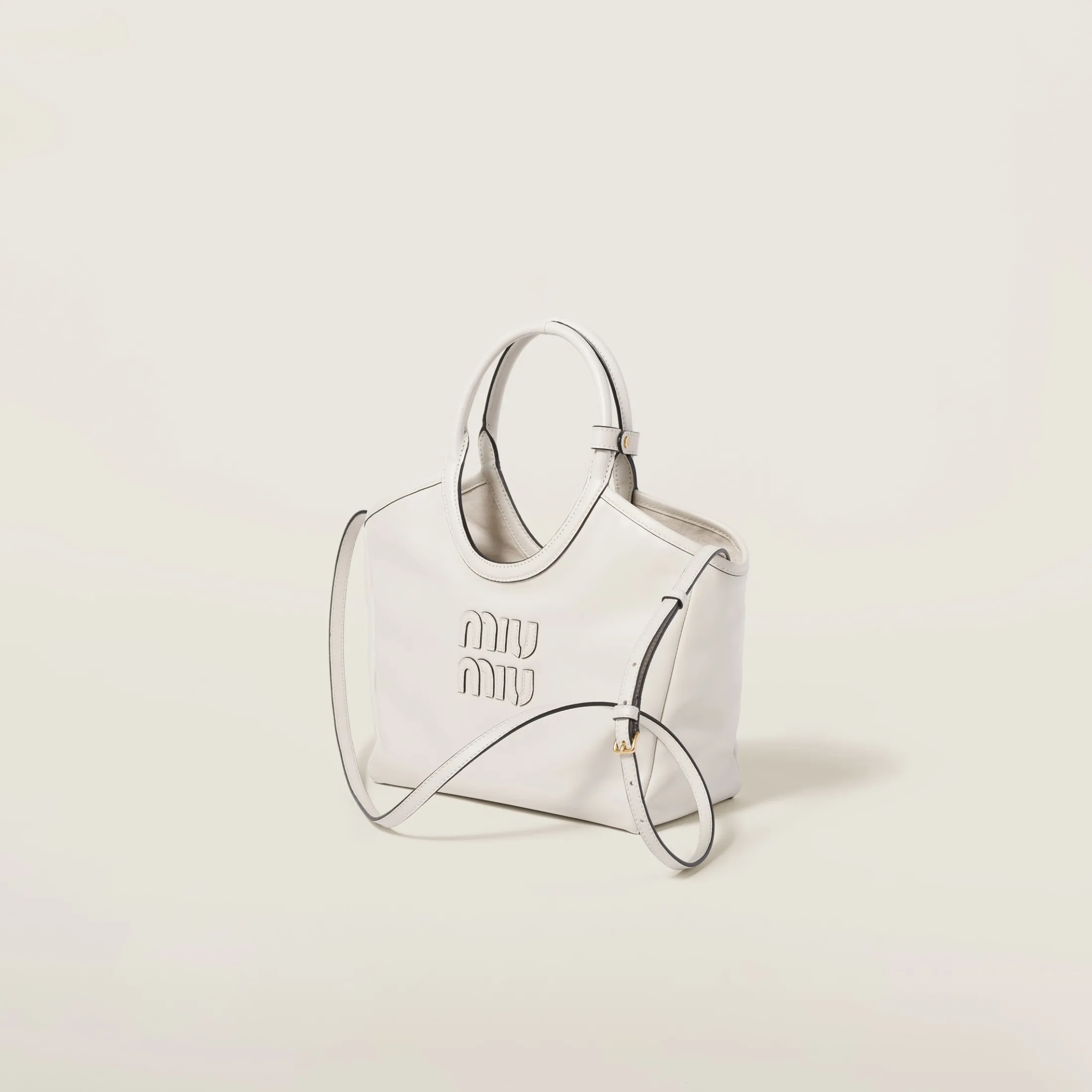 Chalk White Ivy Leather Bag | Miu Miu