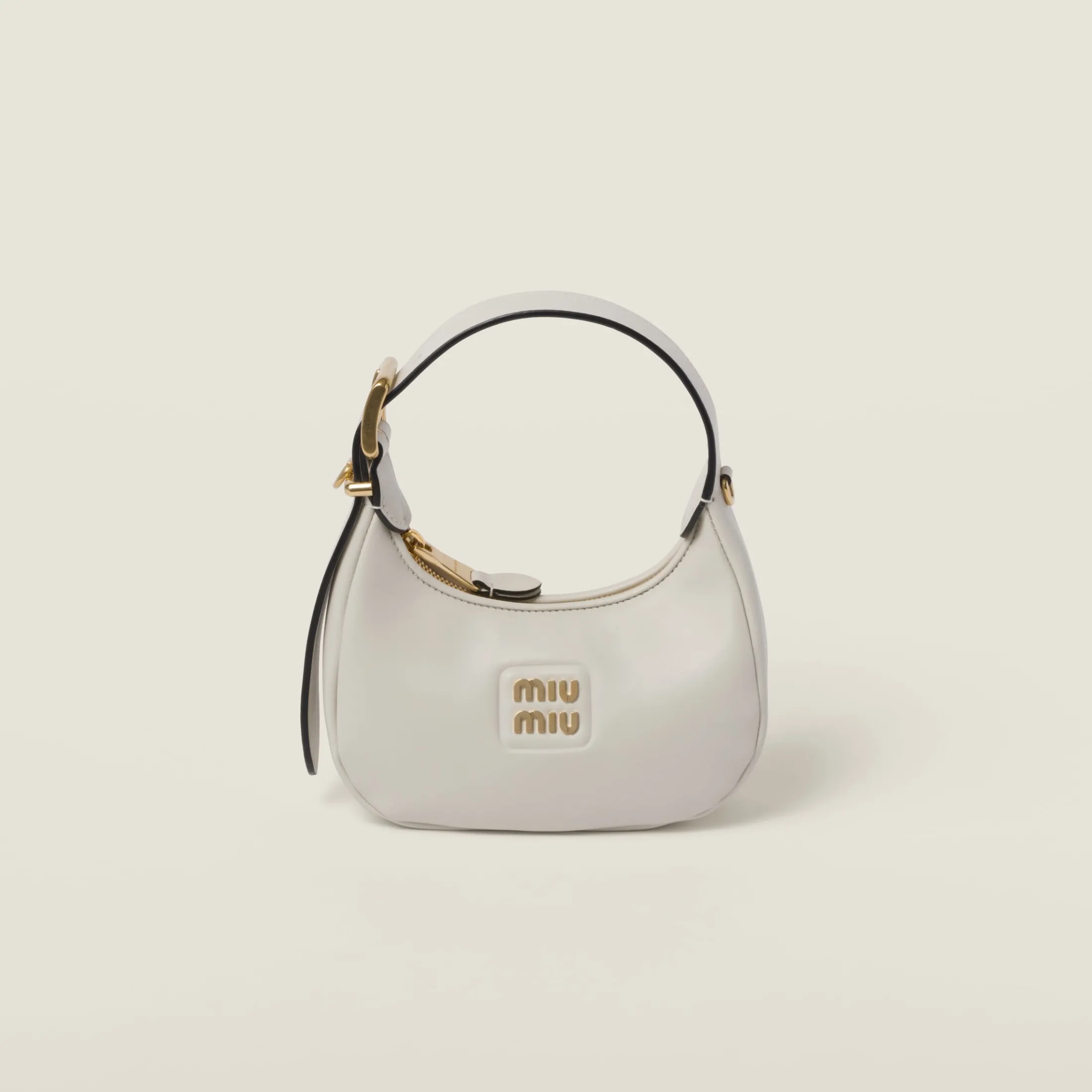 Chalk White Leather Hobo Bag | Miu Miu