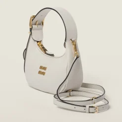 Chalk White Leather Hobo Bag | Miu Miu