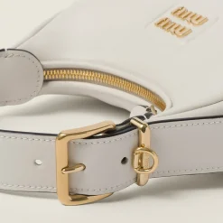 Chalk White Leather Hobo Bag | Miu Miu
