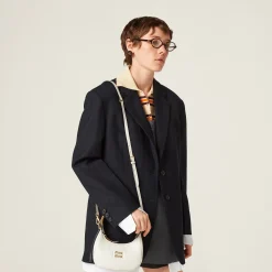 Chalk White Leather Hobo Bag | Miu Miu