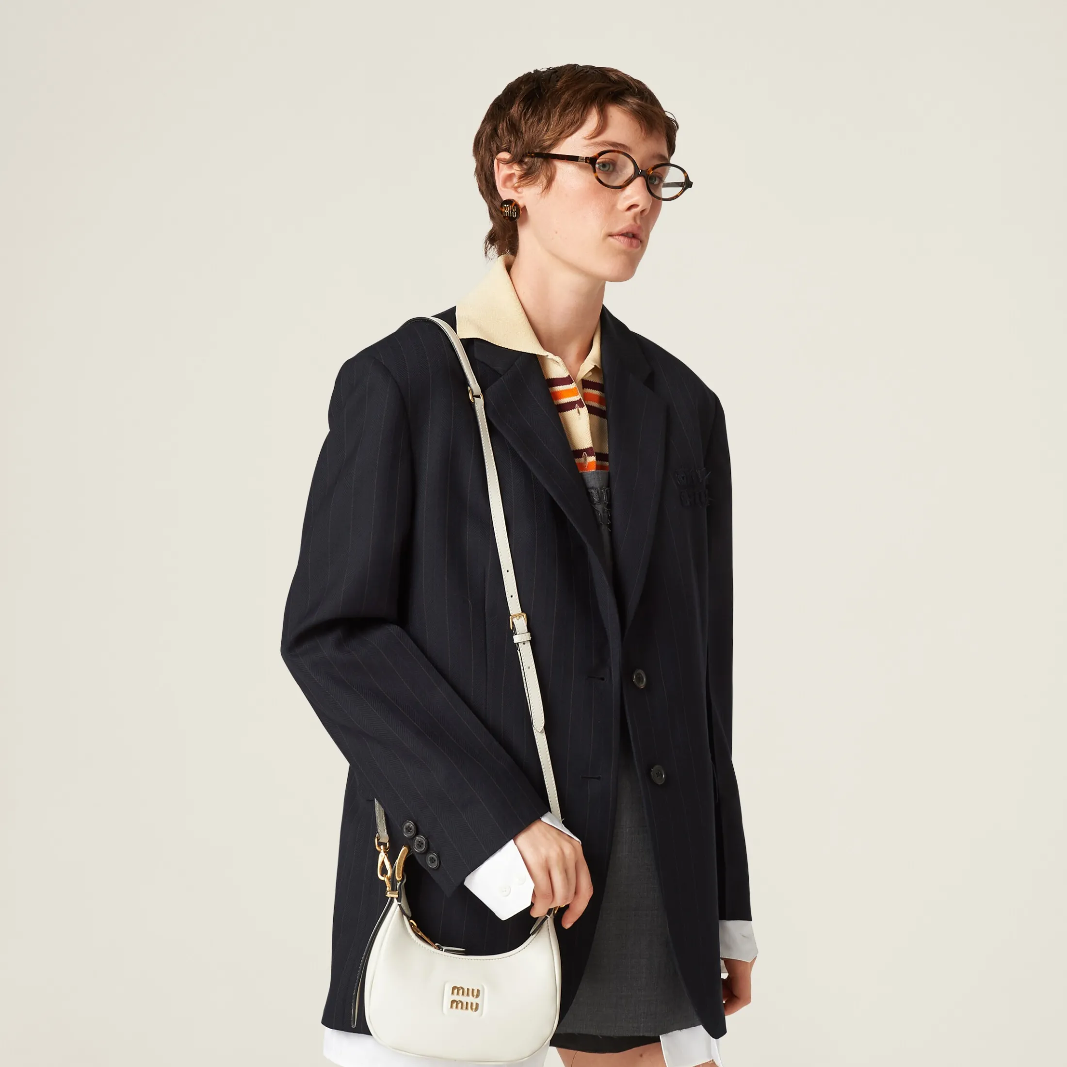 Chalk White Leather Hobo Bag | Miu Miu