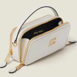 Chalk White Leather Shoulder Bag | Miu Miu