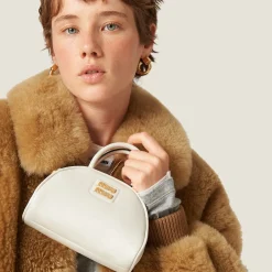 Chalk White Leather Top-handle Bag | Miu Miu