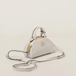 Chalk White Leather Top-handle Bag | Miu Miu