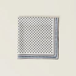 Chalk White/black Printed Twill Scarf | Miu Miu