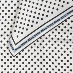 Chalk White/black Printed Twill Scarf | Miu Miu