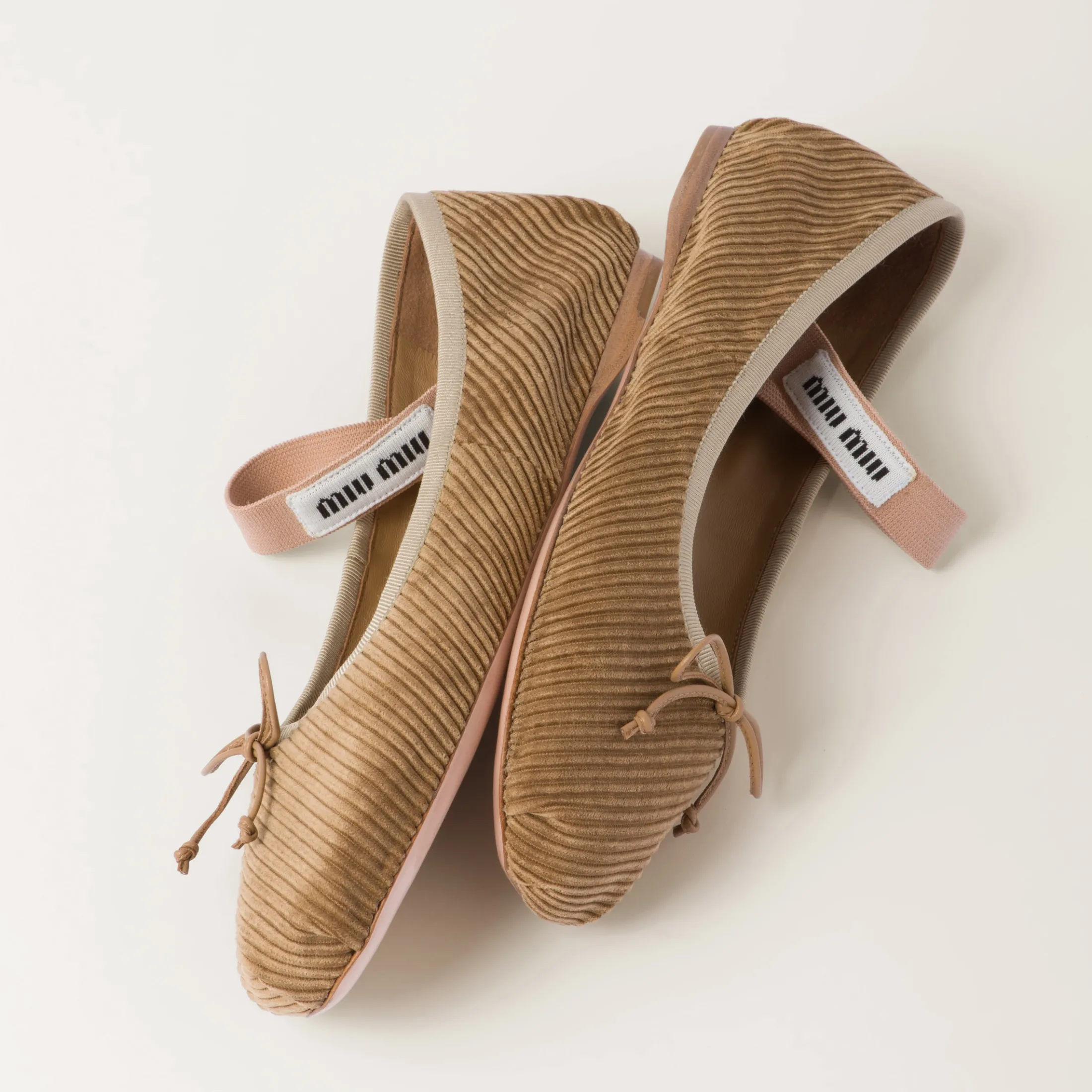 Cinnamon Corduroy Ballerinas | Miu Miu