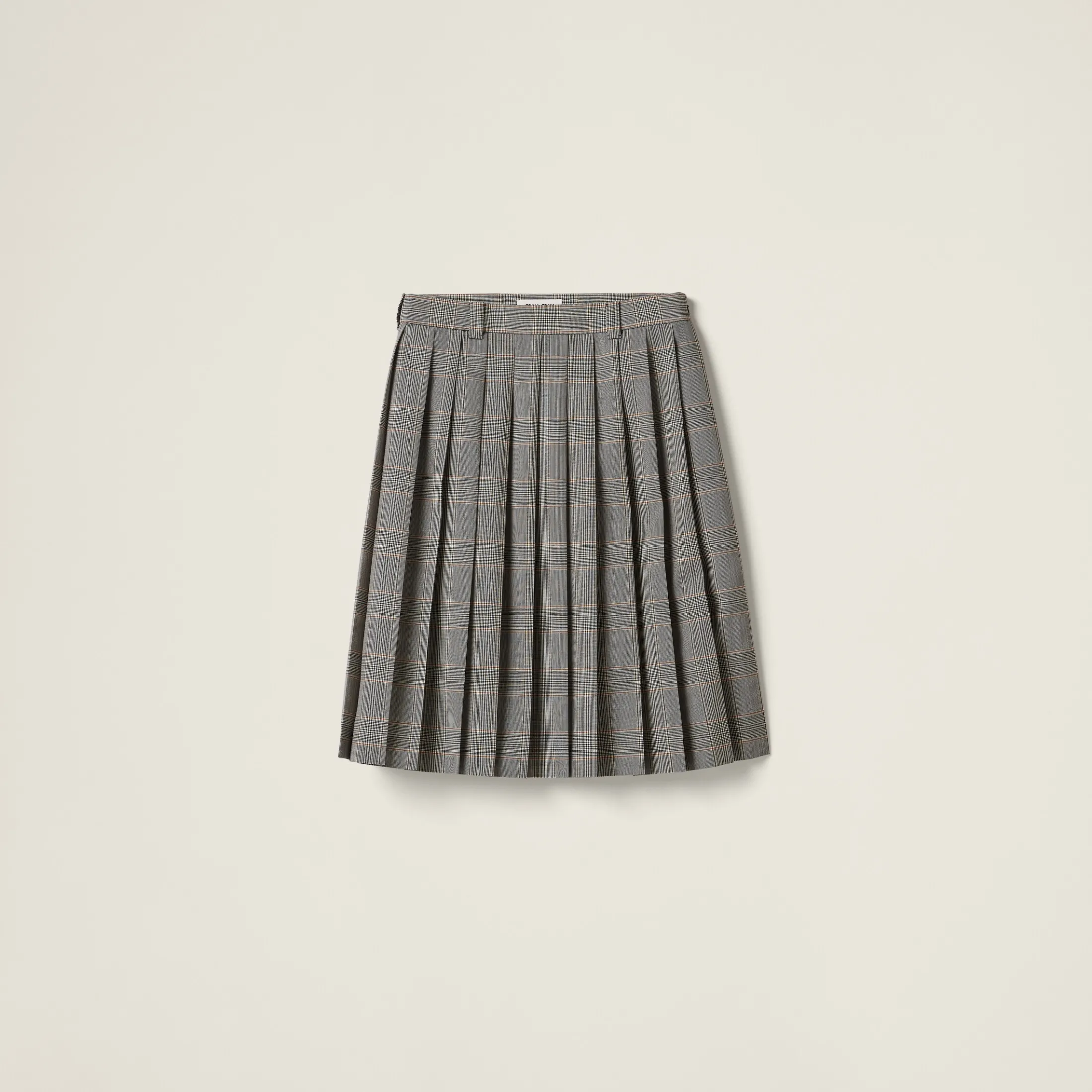 Cinnamon Prince Of Wales Check Pleated Skirt | Miu Miu