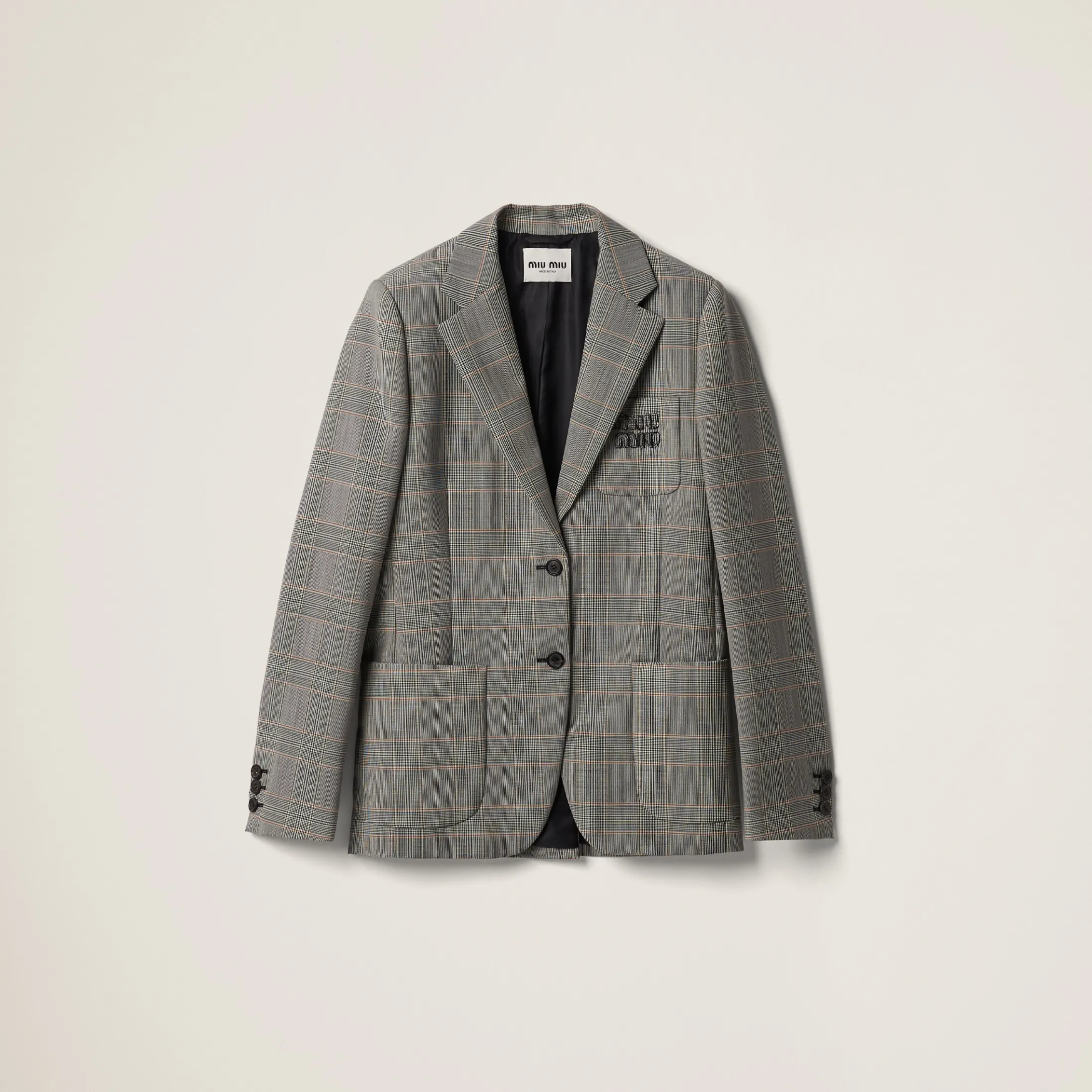Cinnamon Single-breasted Prince Of Wales Checked Jacket | Miu Miu