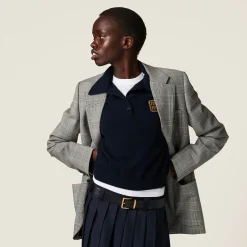 Cinnamon Single-breasted Prince Of Wales Checked Jacket | Miu Miu