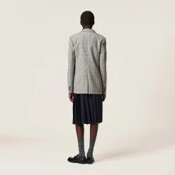 Cinnamon Single-breasted Prince Of Wales Checked Jacket | Miu Miu