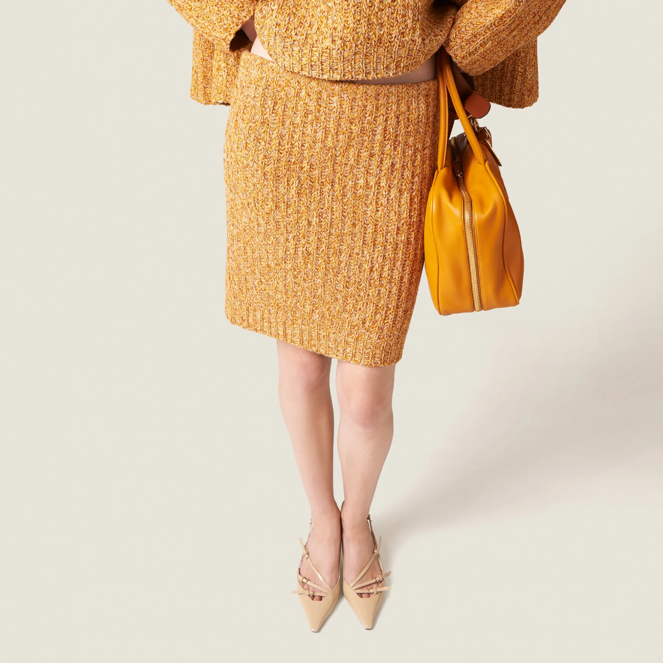 Cinnamon Wool And Cotton Skirt | Miu Miu