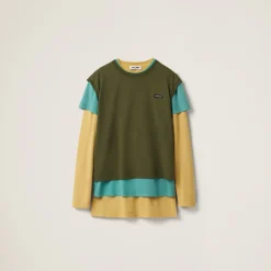 Citron Green/jade/military Set Of 3 Jersey T-shirts | Miu Miu