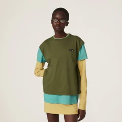 Citron Green/jade/military Set Of 3 Jersey T-shirts | Miu Miu