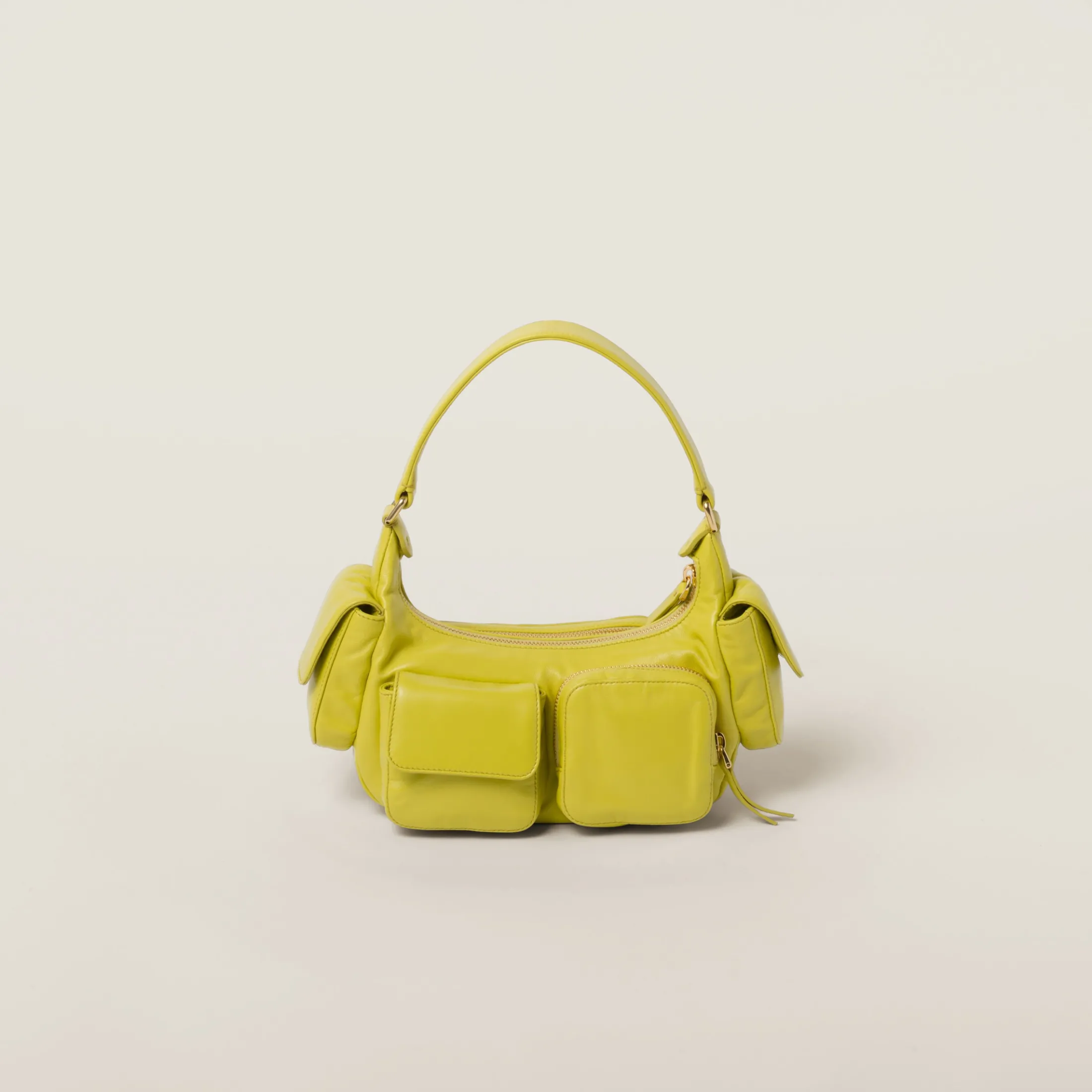 Citron Yellow Nappa Leather Pocket Bag | Miu Miu