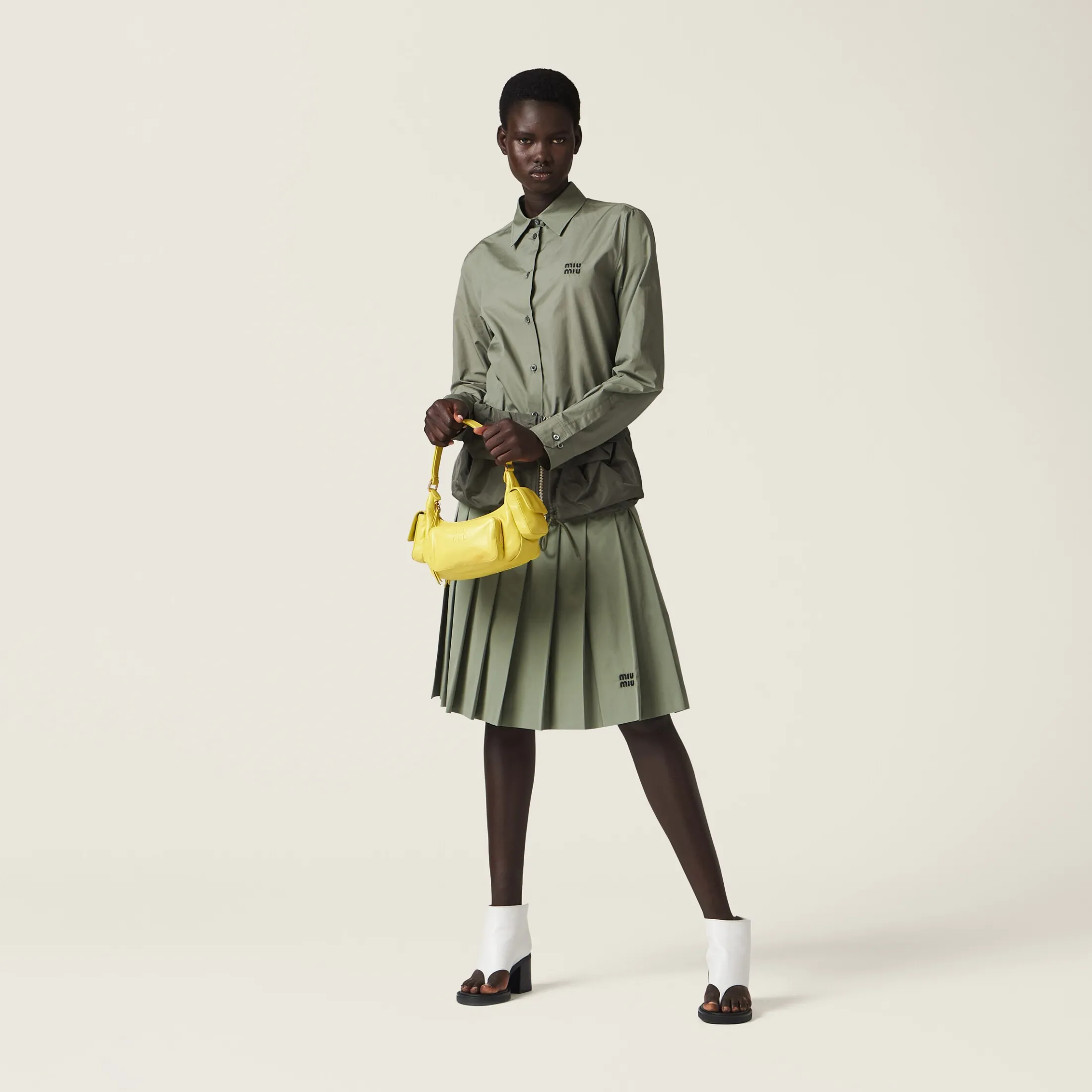 Citron Yellow Nappa Leather Pocket Bag | Miu Miu