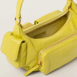 Citron Yellow Nappa Leather Pocket Bag | Miu Miu