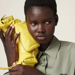 Citron Yellow Nappa Leather Pocket Bag | Miu Miu