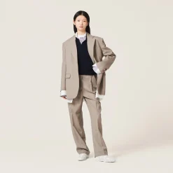 Clay Grey Gabardine Pants | Miu Miu