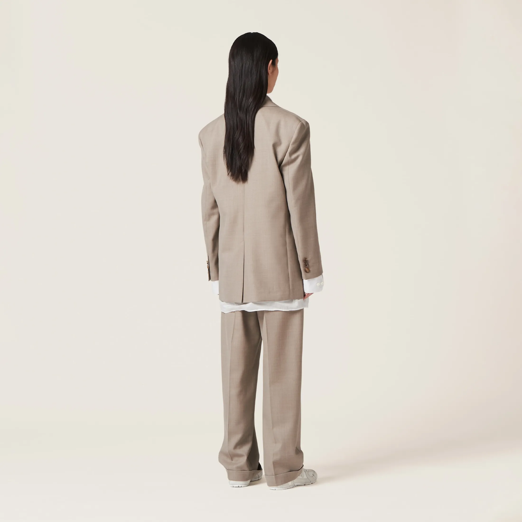 Clay Grey Gabardine Pants | Miu Miu