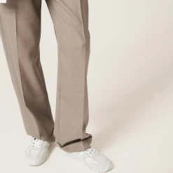 Clay Grey Gabardine Pants | Miu Miu