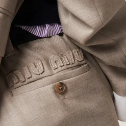 Clay Grey Gabardine Pants | Miu Miu