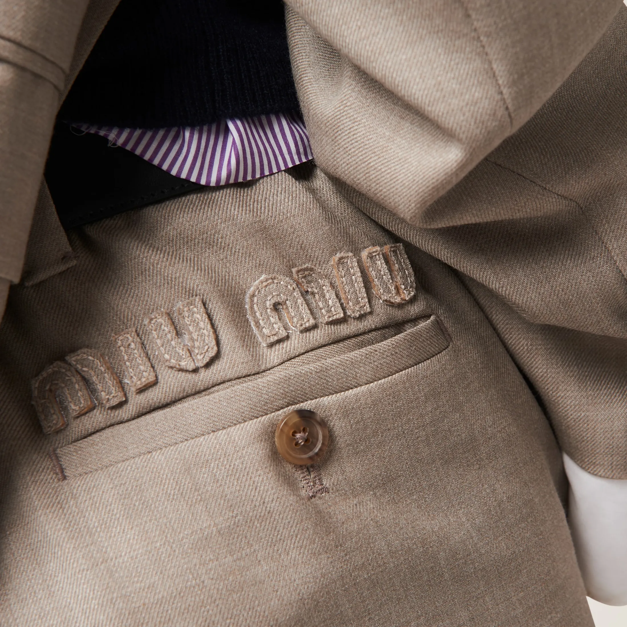 Clay Grey Gabardine Pants | Miu Miu