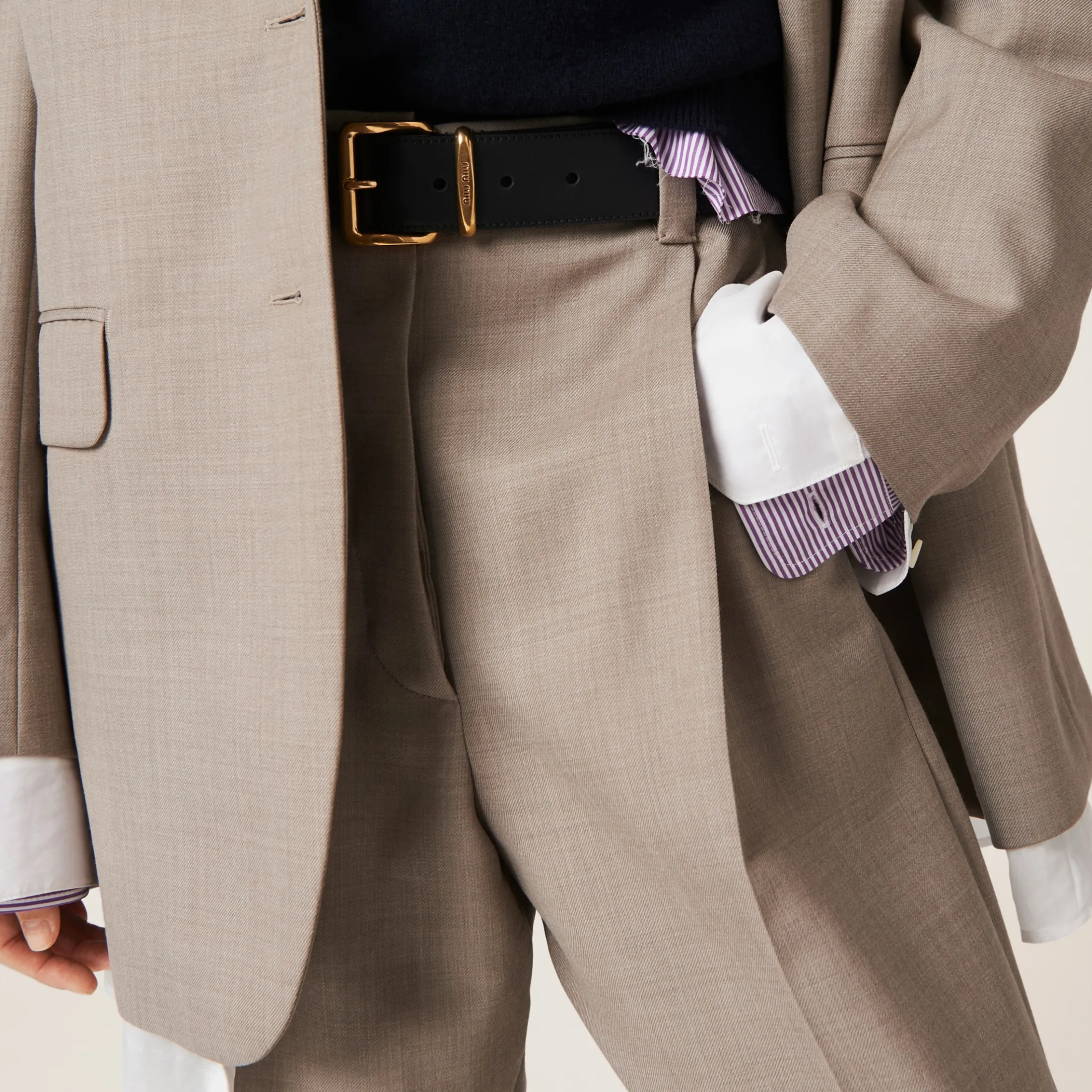 Clay Grey Gabardine Pants | Miu Miu
