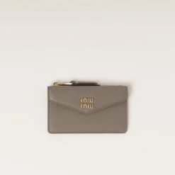 Clay Grey Leather Card Holder | Miu Miu