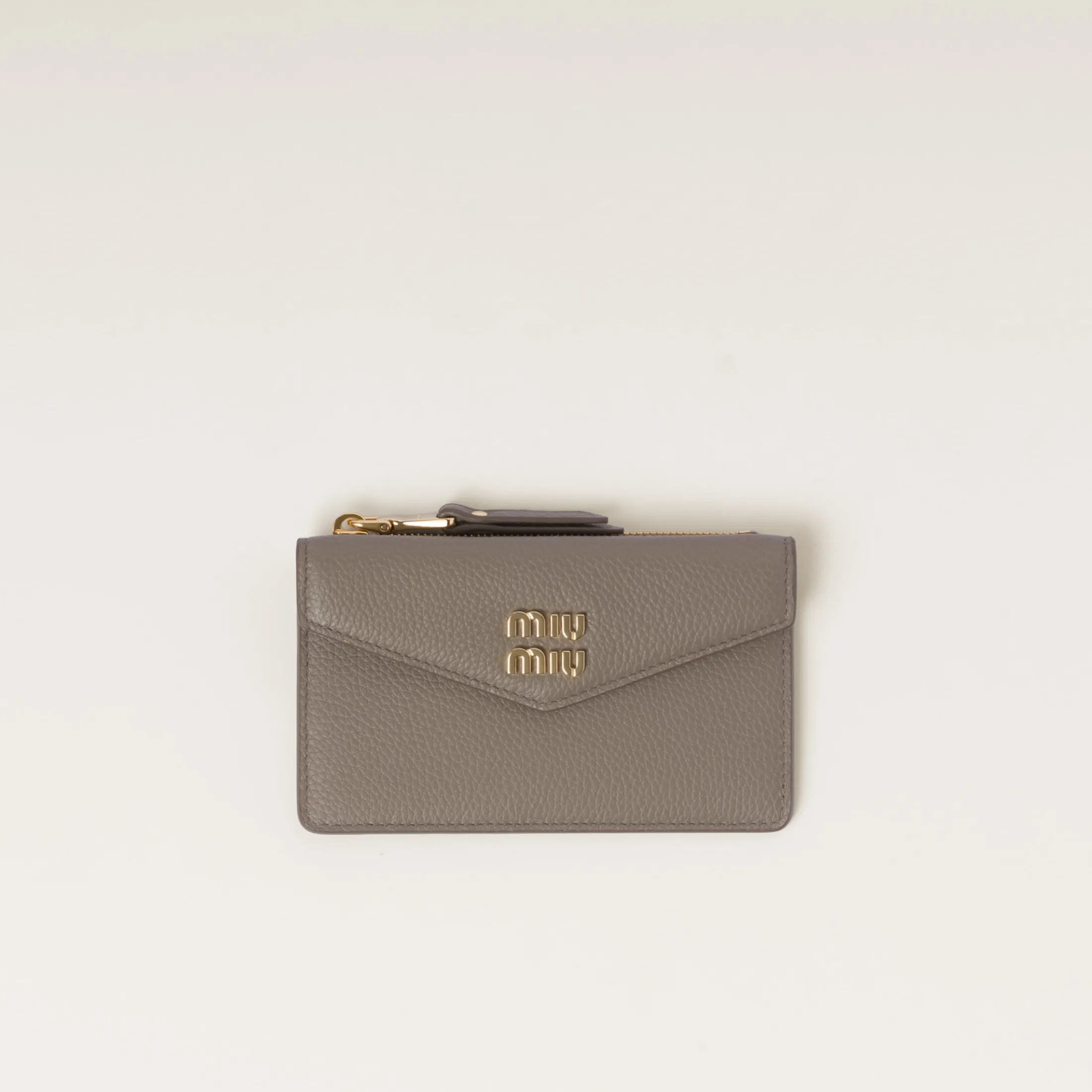 Clay Grey Leather Card Holder | Miu Miu