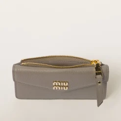 Clay Grey Leather Card Holder | Miu Miu