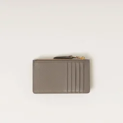 Clay Grey Leather Card Holder | Miu Miu