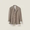 Clay Grey Single-breasted Gabardine Jacket | Miu Miu